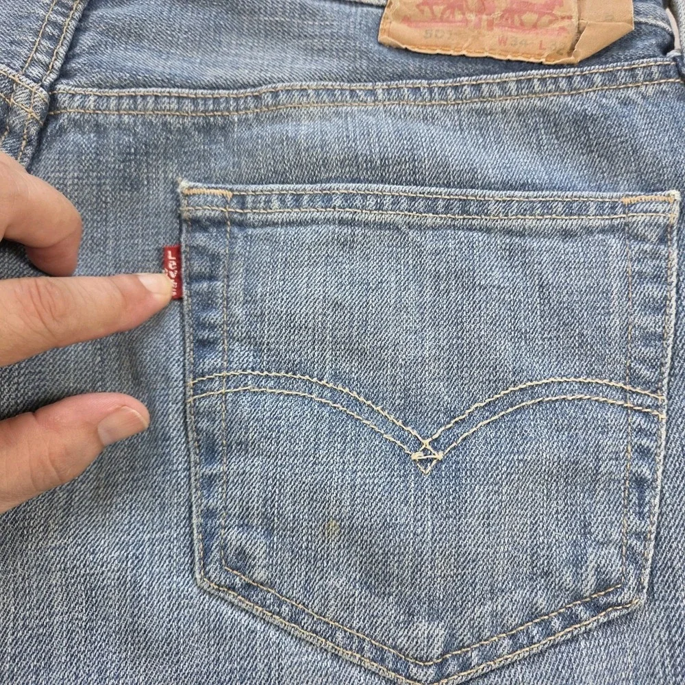 Levis 501 Jeans Mens 34x32 Blue Button Fly Denim Pants Work Nice Fade